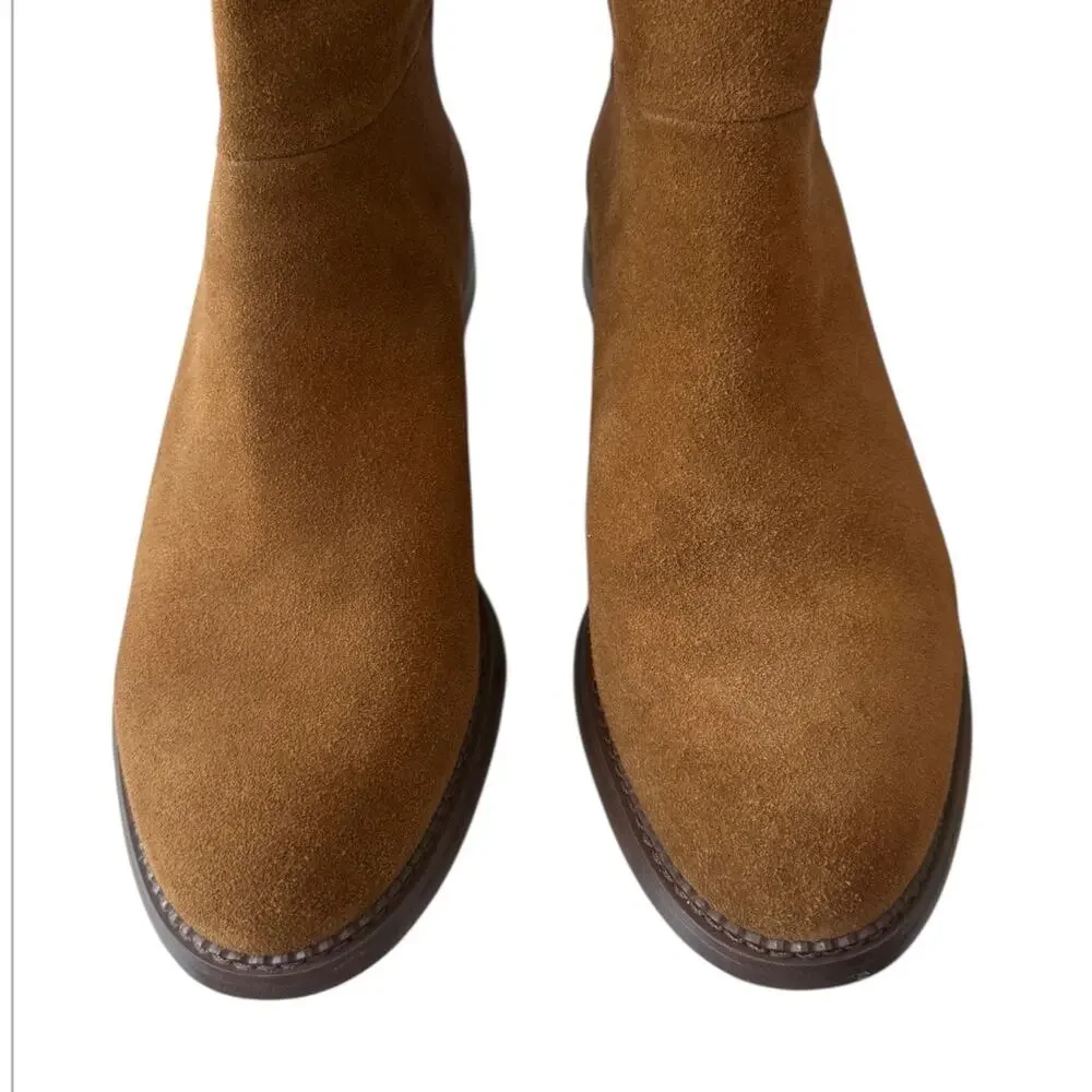 Franco Sarto Women's 8.5  Hawk Boot Tan Wiskey Suede Bootie Back Zip Shoe - Picture 5 of 11